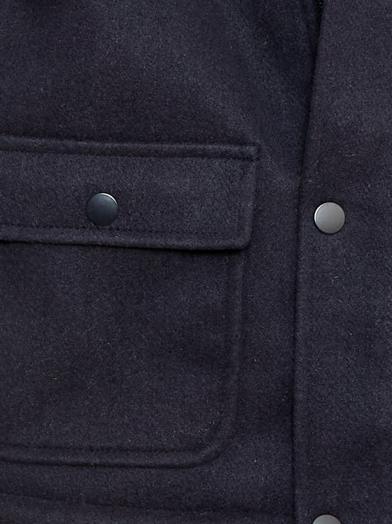 Manteau façon lainage à capuche avec doublure chaude Bleu - Kiabi