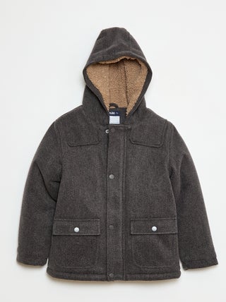 Manteau façon lainage à capuche avec doublure chaude