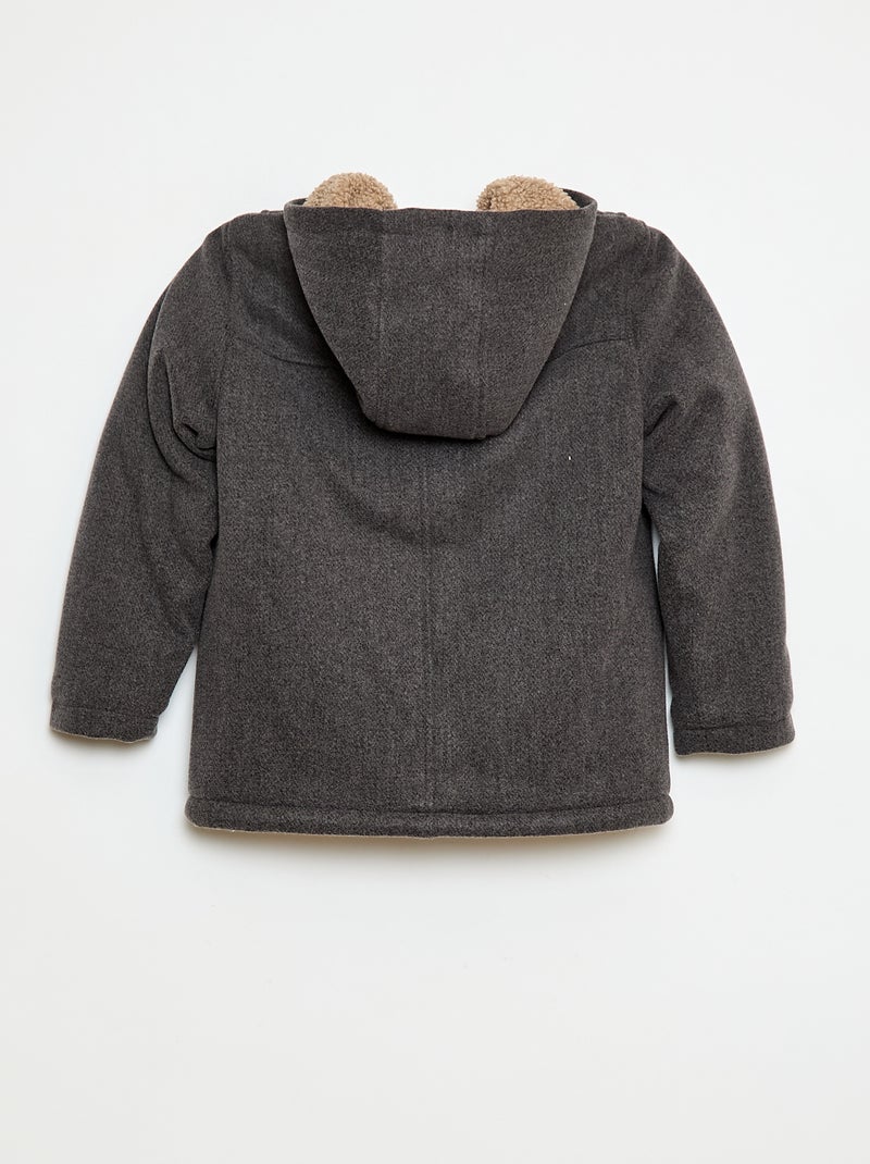 Manteau façon lainage à capuche avec doublure chaude Gris - Kiabi