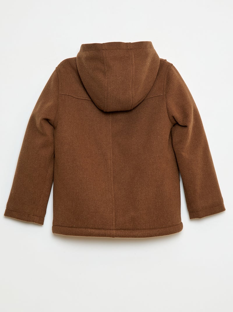 Manteau façon lainage à capuche avec doublure chaude Marron - Kiabi
