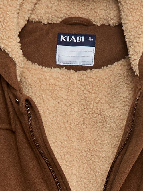 Manteau façon lainage à capuche avec doublure chaude - Kiabi