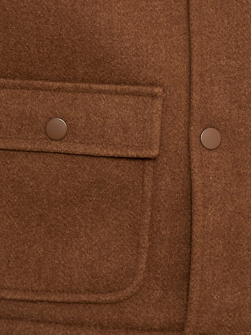 Manteau façon lainage à capuche avec doublure chaude Marron - Kiabi
