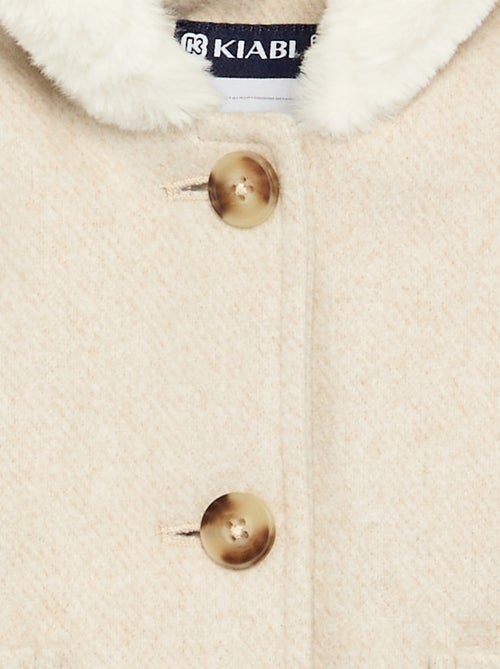 Manteau façon lainage doublé en fausse fourrure - Kiabi