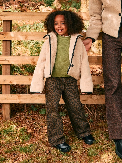 Manteau fausse fourrure avec ouverture pressionnée - Kiabi