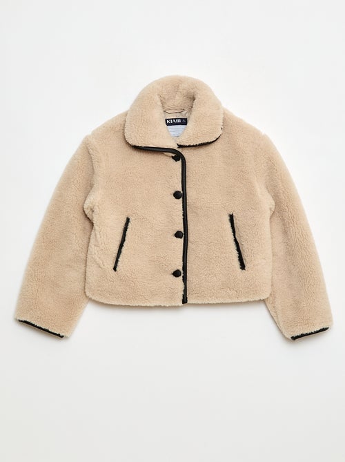 Manteau fausse fourrure avec ouverture pressionnée - Kiabi