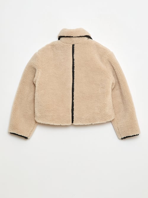 Manteau fausse fourrure avec ouverture pressionnée - Kiabi