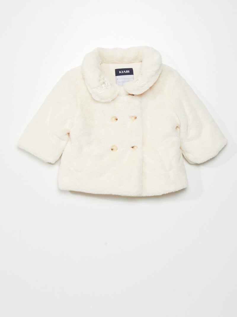 Manteau fausse fourrure Ecru - Kiabi