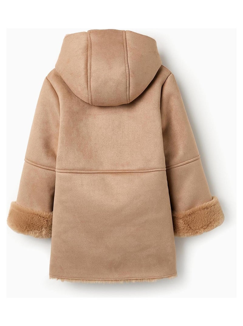 Manteau faux daim et fausse fourrure ISTANBUL Beige - Kiabi