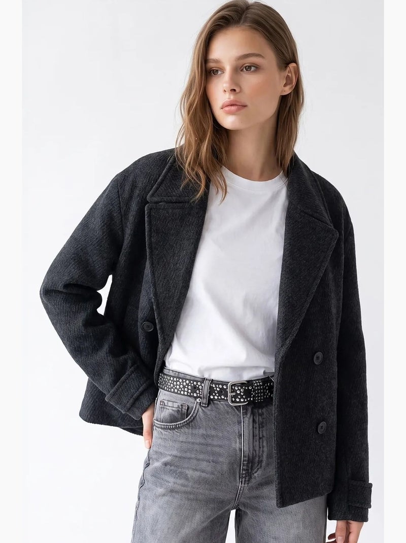 Manteau femme mixray Gris Noir - Kiabi