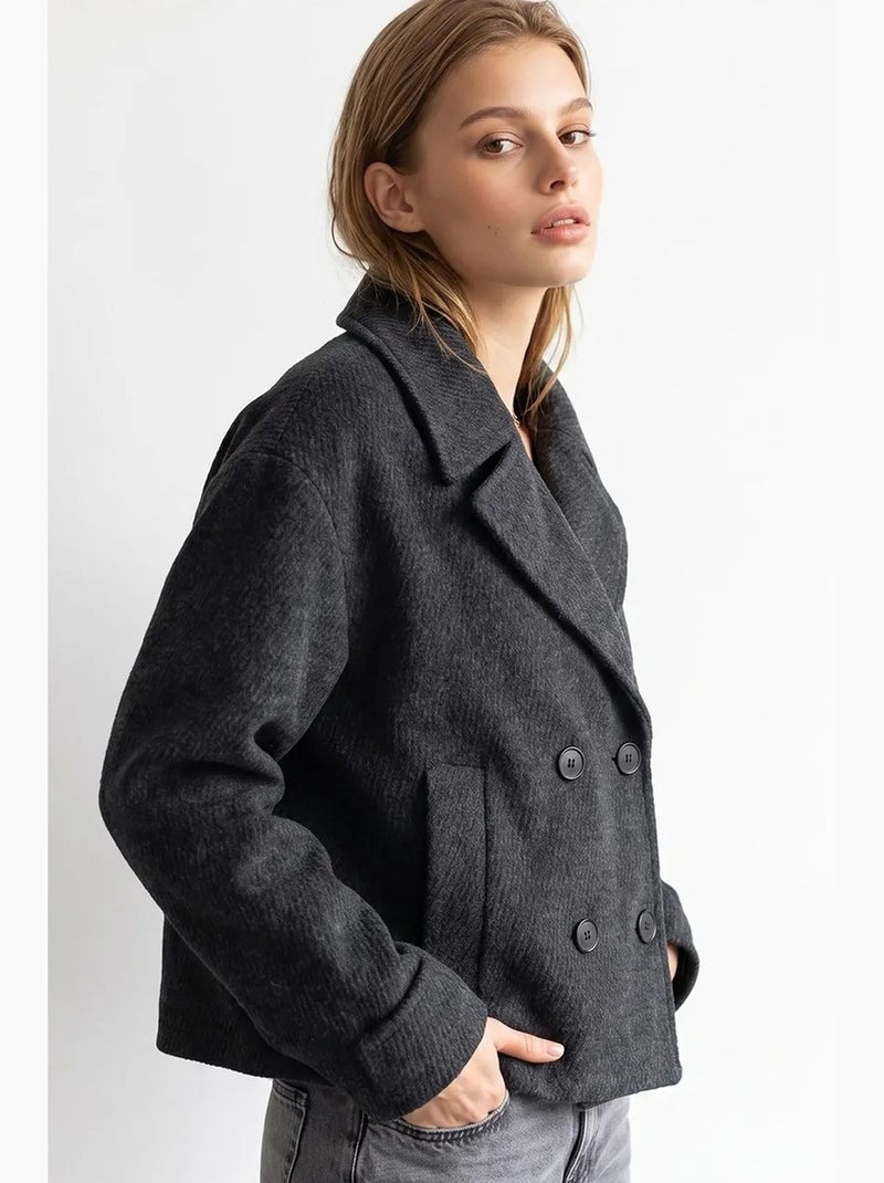 Manteau femme mixray Gris Noir - Kiabi