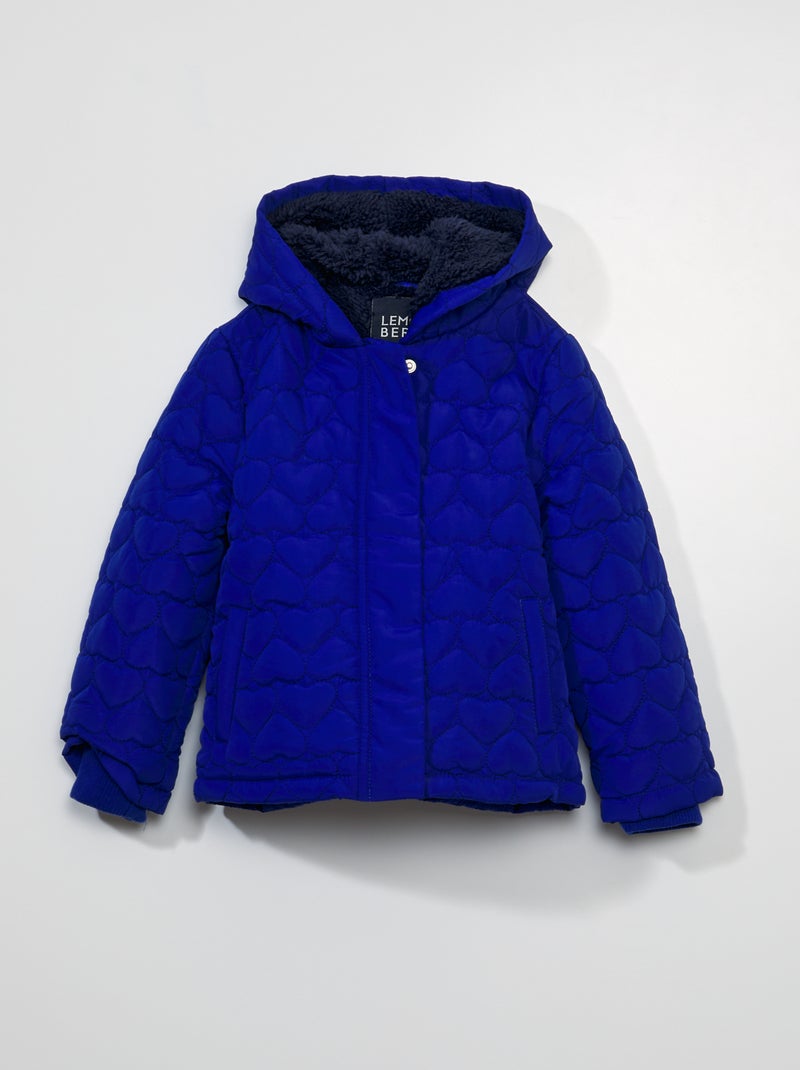 Manteau fourré à capuche bleu - Kiabi