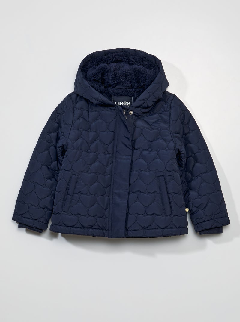 Manteau fourrée à capuche Bleu marine - Kiabi