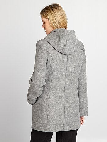 Manteau Femme En Laine Kiabi Noir Avec Capuche - Taille 46, Occasion Très Bon état