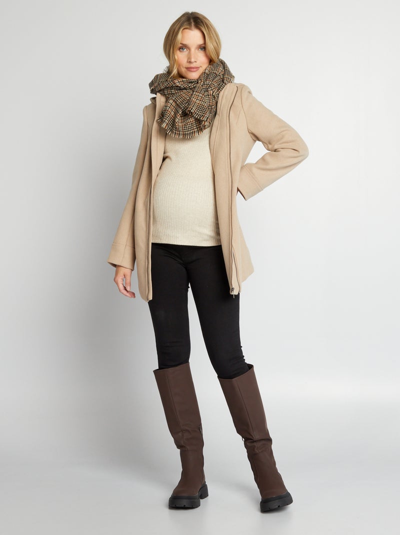 Manteau grossesse style lainage beige - Kiabi