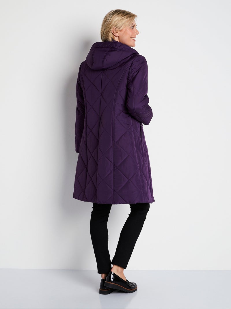 Manteau hiver long matelassé à capuche - Afibel Violet - Kiabi