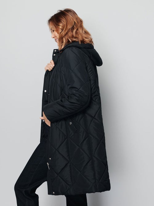 Manteau hiver long matelassé à capuche - Kiabi