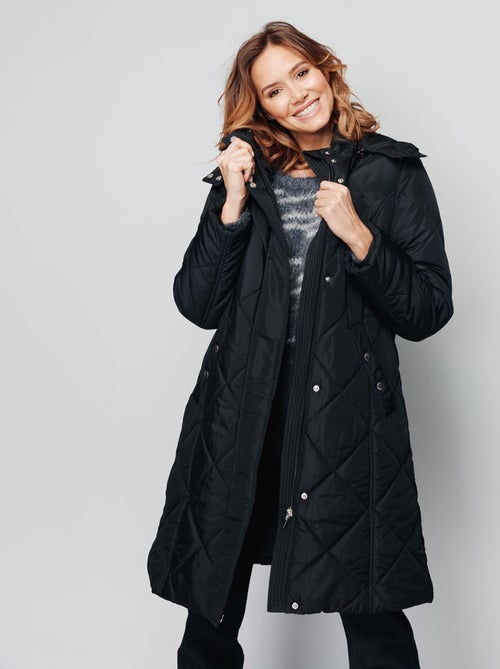 Manteau hiver long matelassé à capuche - Kiabi