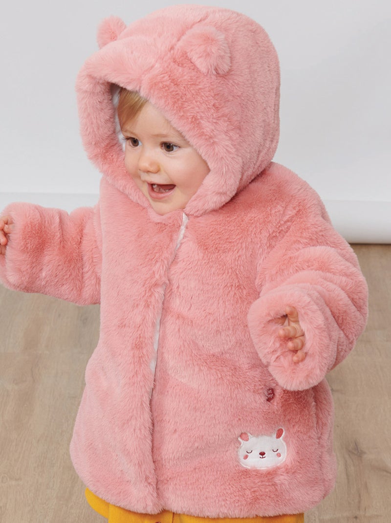 MANTEAU ILARIA PLUSH BEBE Rose - Kiabi