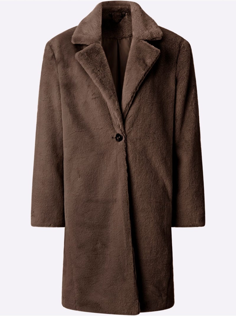 Manteau Imitation Fourrure Imitation Fourrure Douce - Taille Standard - Witt Marron/Choco - Kiabi