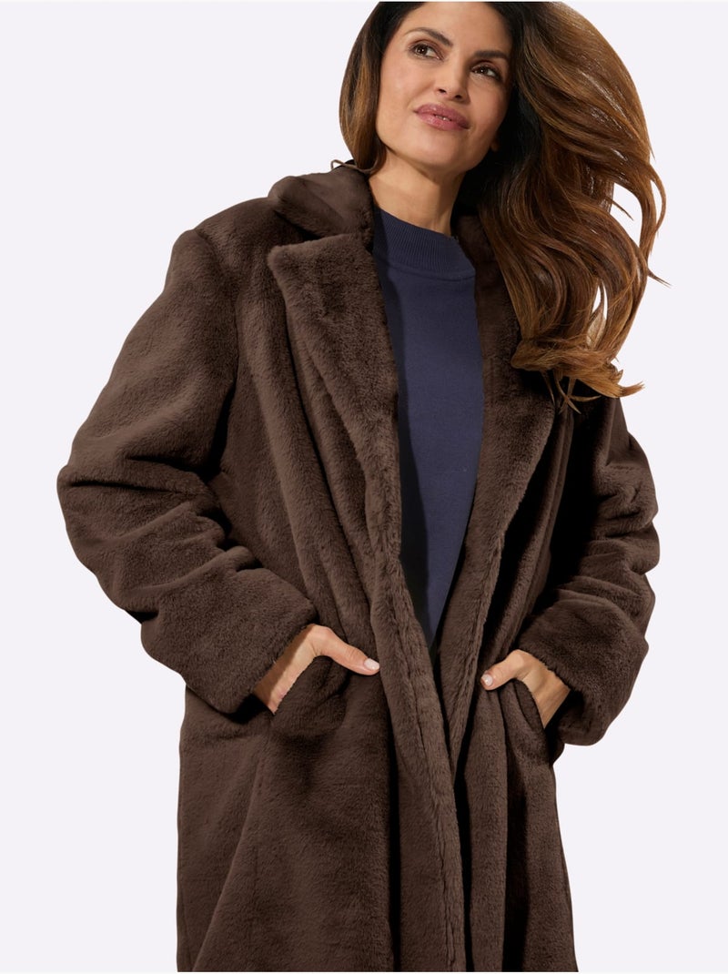 Manteau Imitation Fourrure Imitation Fourrure Douce - Taille Standard - Witt Marron/Choco - Kiabi