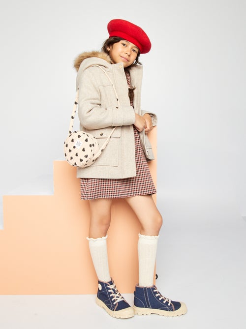 Manteau lainage à capuche - Kiabi