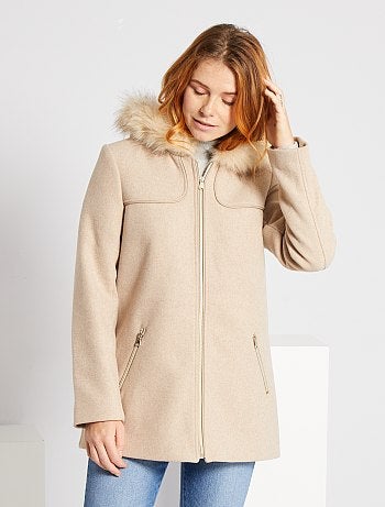 Manteau lainage à capuche