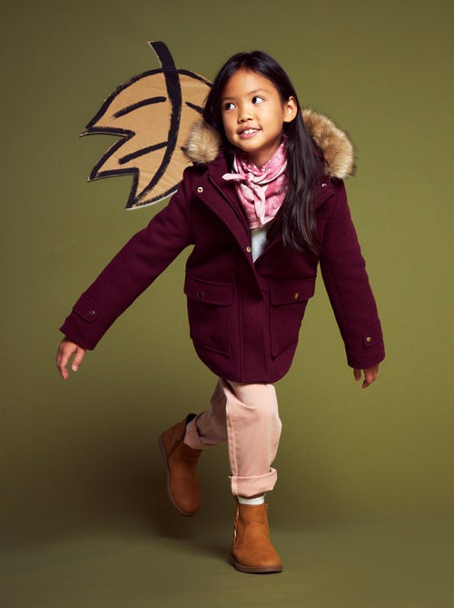Manteau lainage à capuche - Kiabi