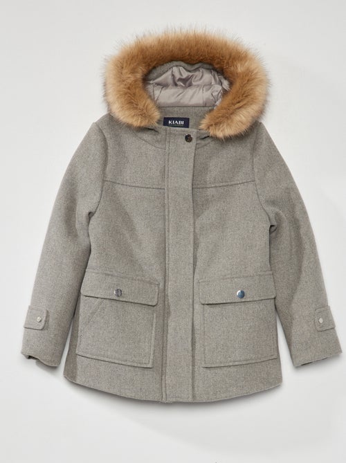 Manteau lainage à capuche - Kiabi