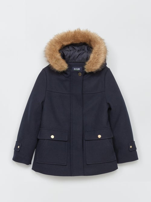 Manteau lainage à capuche - Kiabi