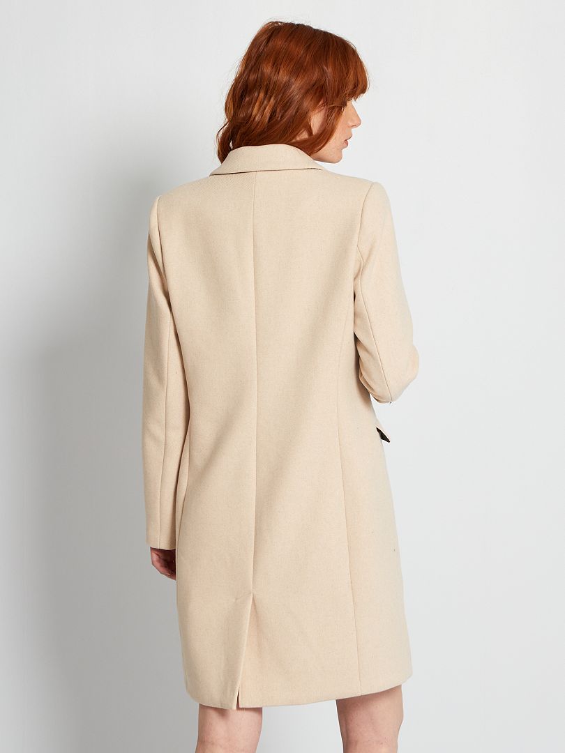 Manteau lainage - beige - Kiabi - 40.00�?�