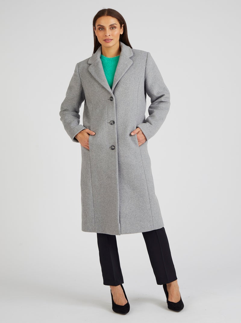 Manteau lainage doublé Thermolactyl - Damart Gris chiné - Kiabi