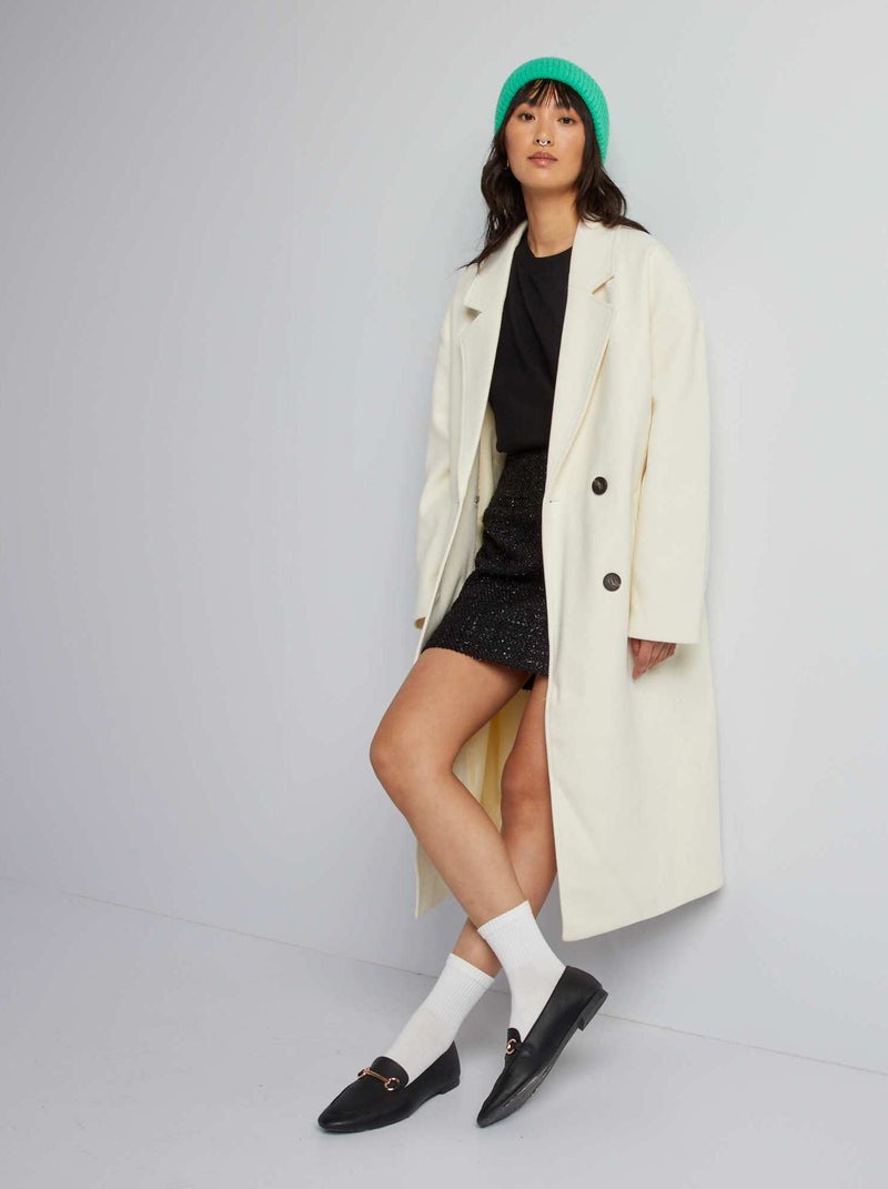 Manteau long à double boutonnage Beige - Kiabi