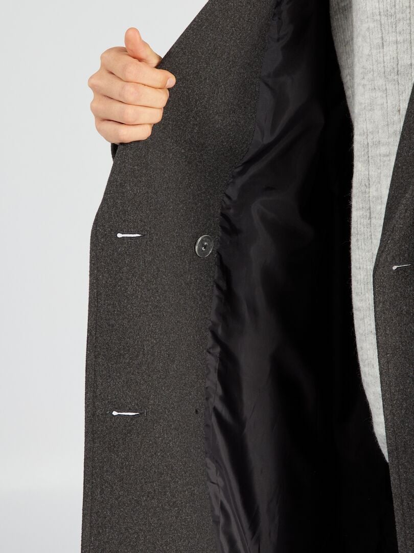 Manteau long à double boutonnage Gris - Kiabi