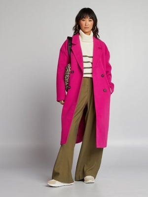 Manteau Femme En Laine Mélangée – Mi-long, Coupe-vent, Double Boutonnage – Idéal Pour L’hiver Et L’entre-saison – Choix De Couleurs Classiques