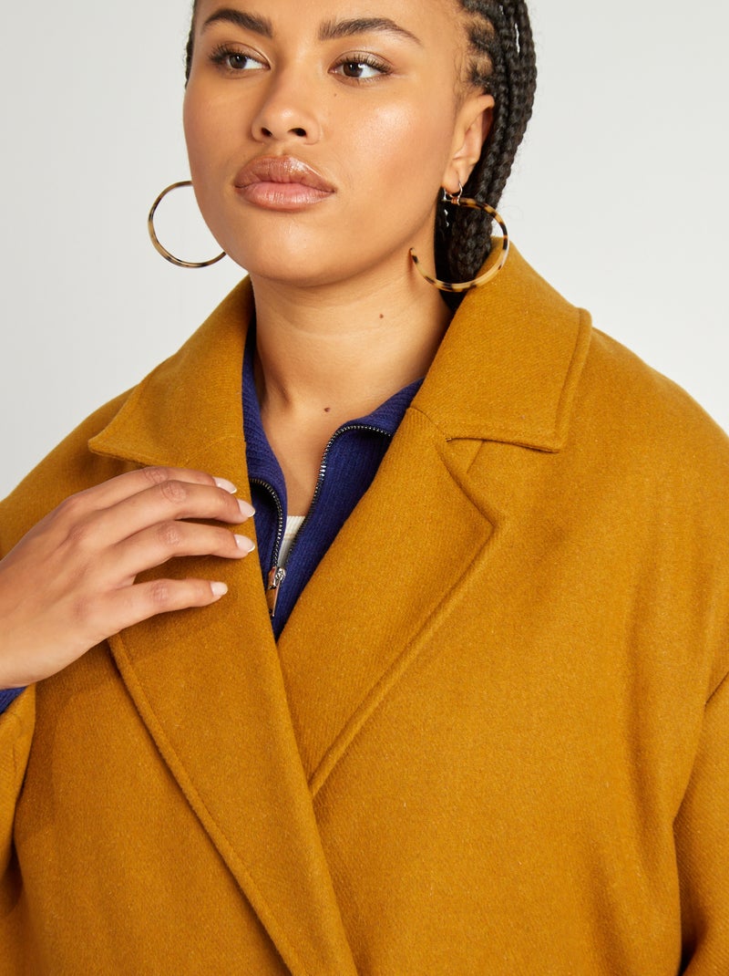 Manteau long avec double boutonnage Camel - Kiabi