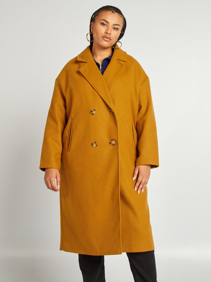Manteau long avec double boutonnage Camel - Kiabi