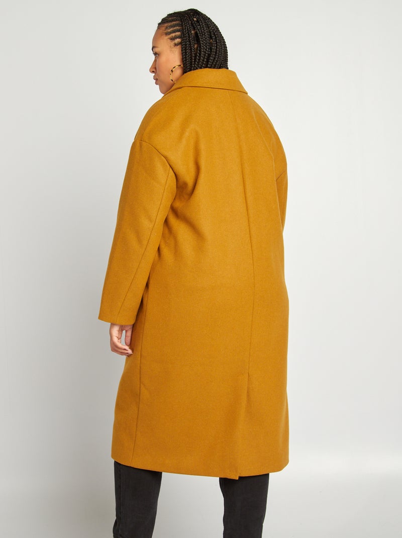 Manteau long avec double boutonnage Camel - Kiabi