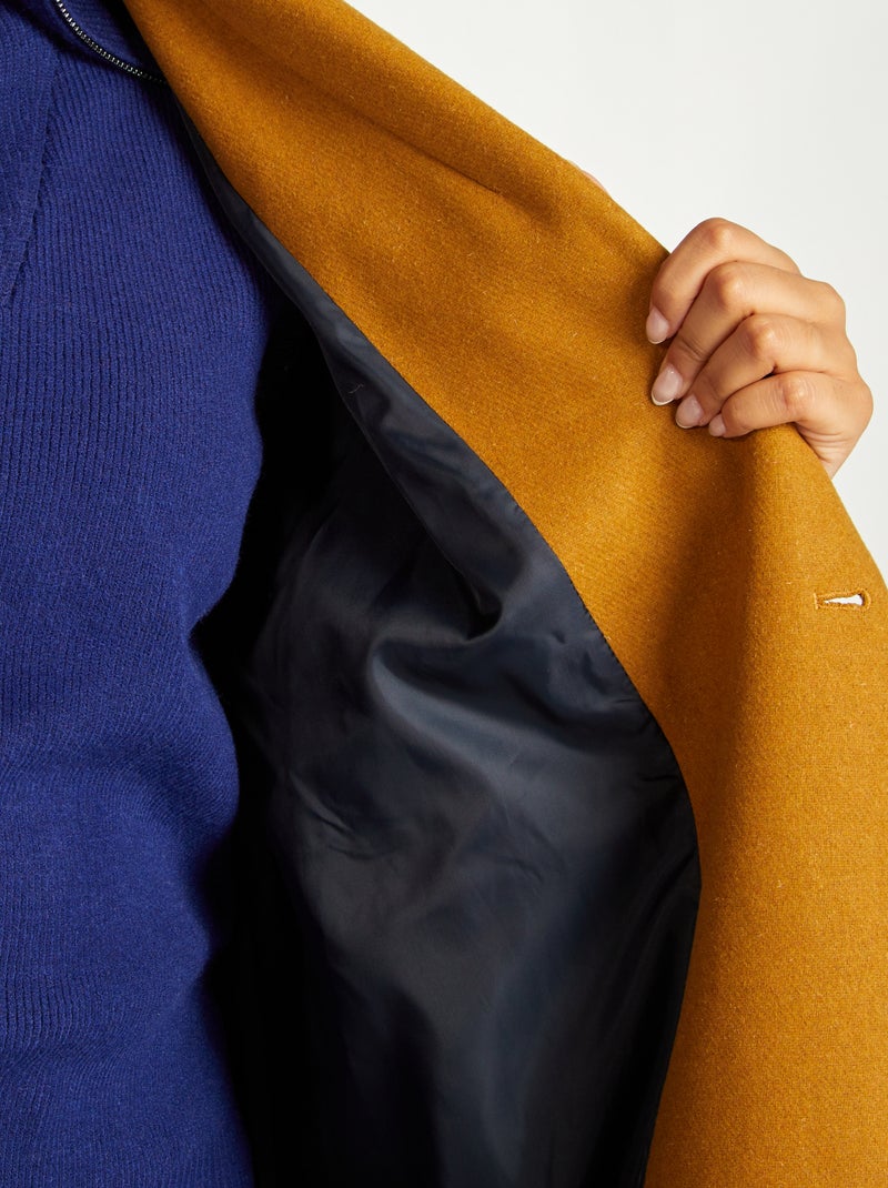 Manteau long avec double boutonnage Camel - Kiabi
