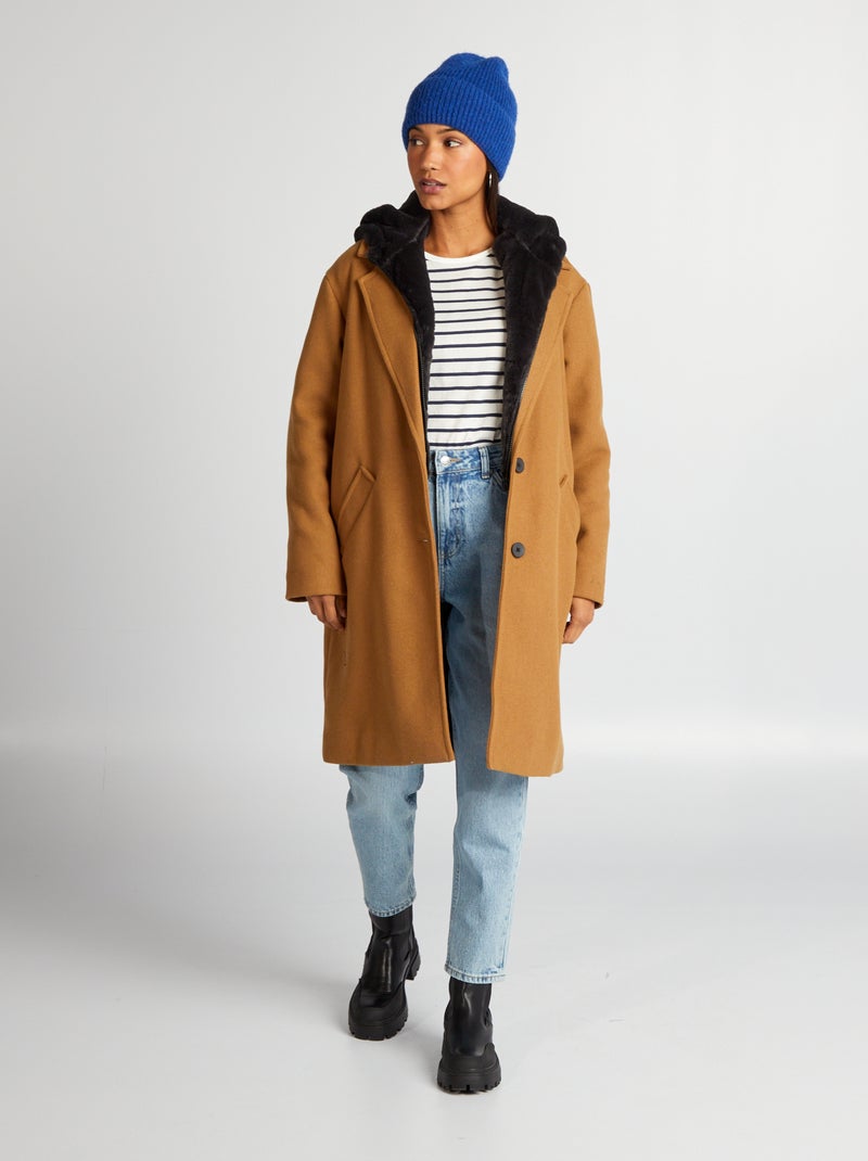 Manteau long avec doublure amovible - 2 en 1 Camel/noir - Kiabi