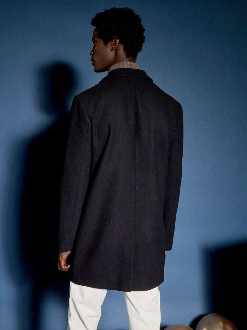 Manteau long avec ouverture boutonnée noir - Kiabi