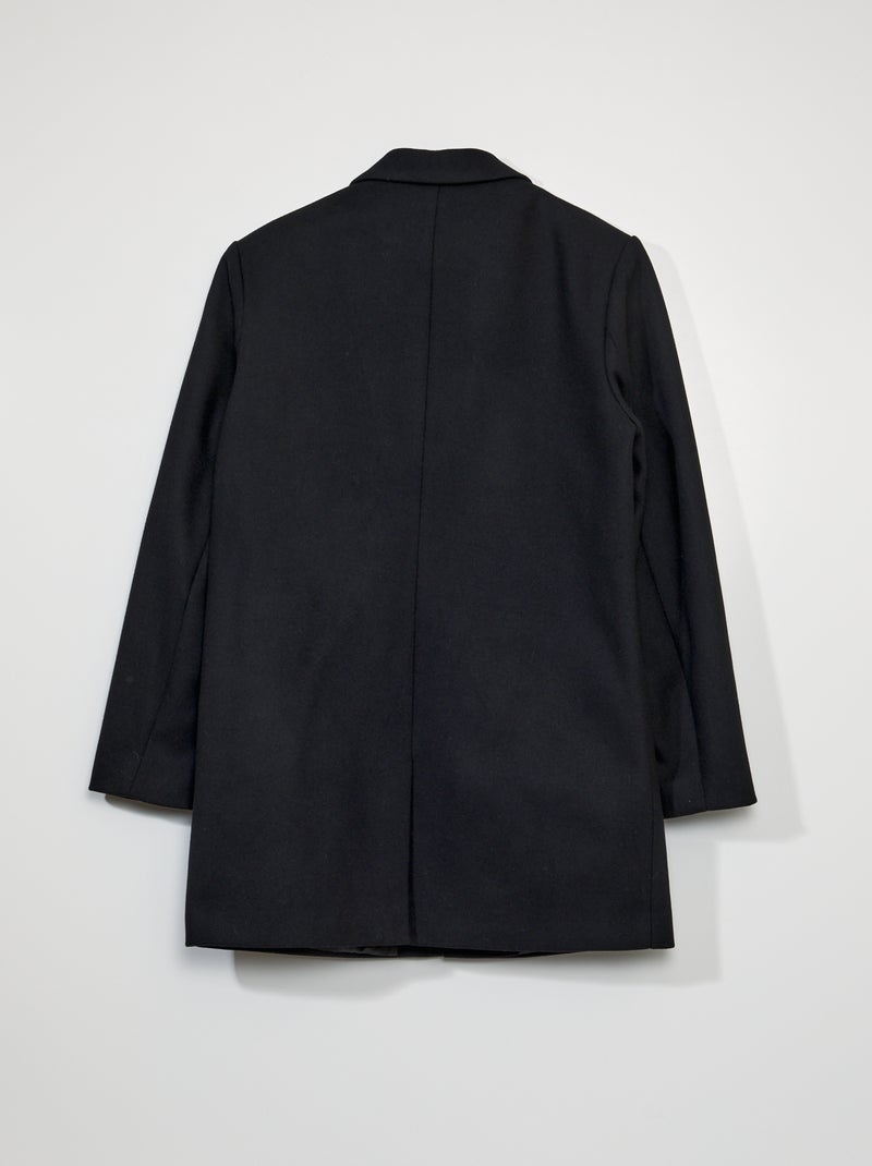 Manteau long avec ouverture boutonnée noir - Kiabi
