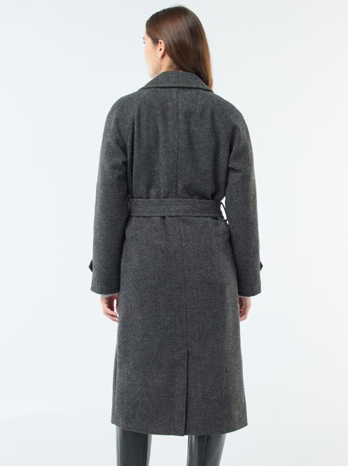 Manteau long chaud à ceinture - Kiabi