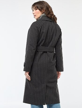Manteau long chaud à ceinture