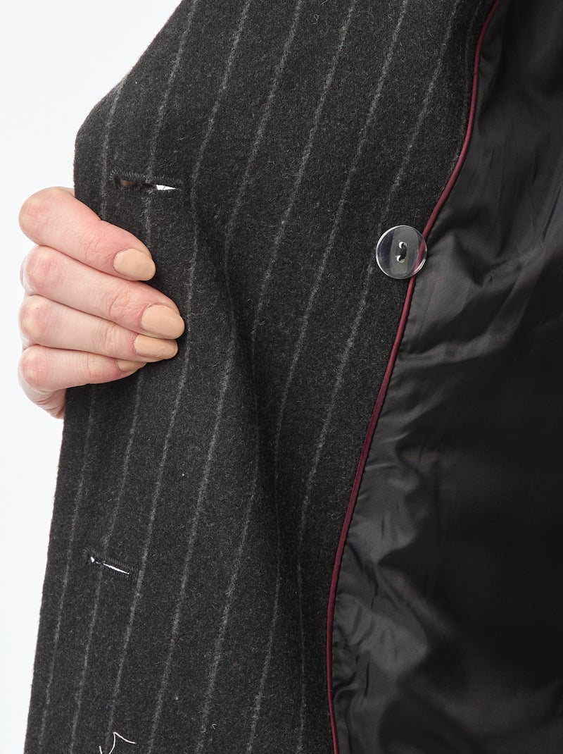 Manteau long chaud à ceinture Gris - Kiabi