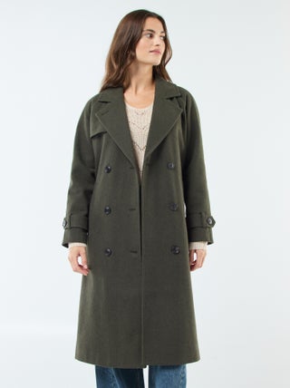 Manteau long chaud à ceinture