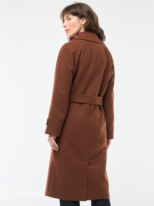 Manteau long chaud à ceinture - Kiabi