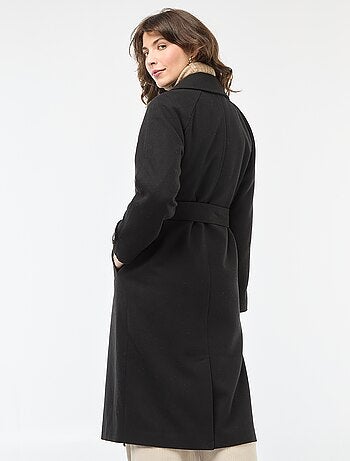 Manteau long chaud à ceinture