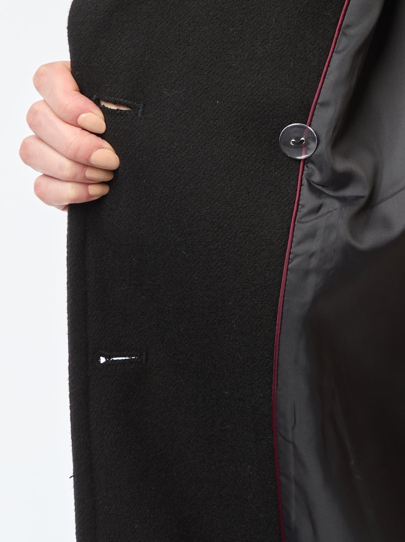 Manteau long chaud à ceinture Noir - Kiabi