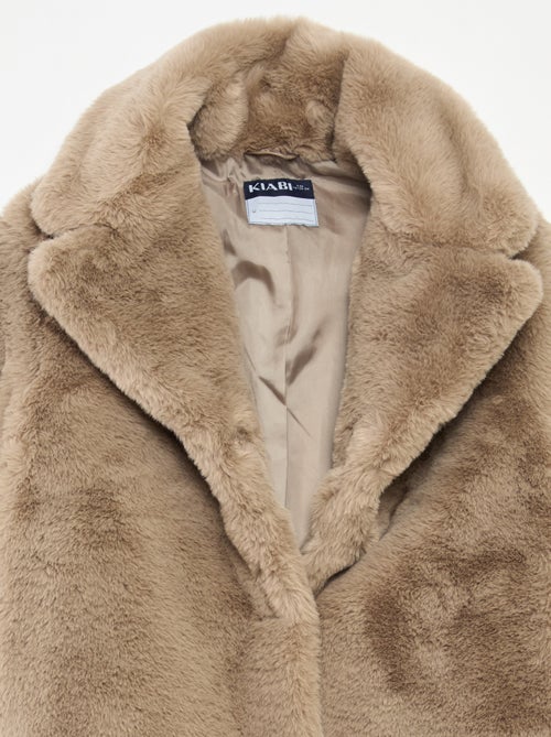 Manteau long chaud effet pelucheux - Kiabi