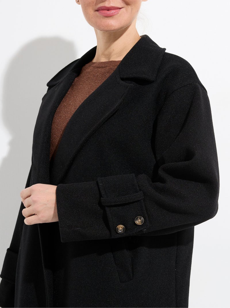 Manteau long chic façon drap de laine - afibel Noir - Kiabi